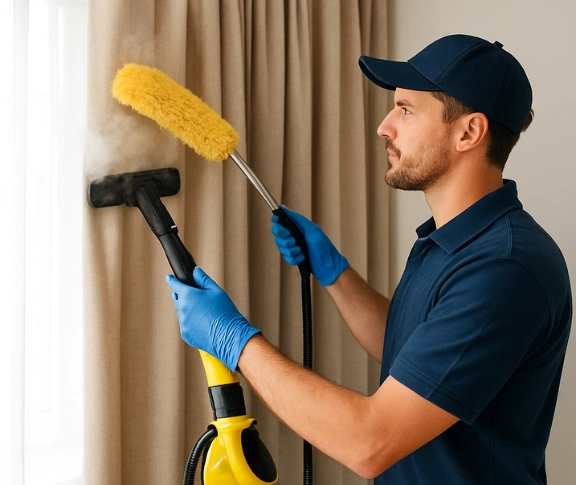 Trusted curtain steam cleaning technician Matty Curtain Cleaning alderley QLD